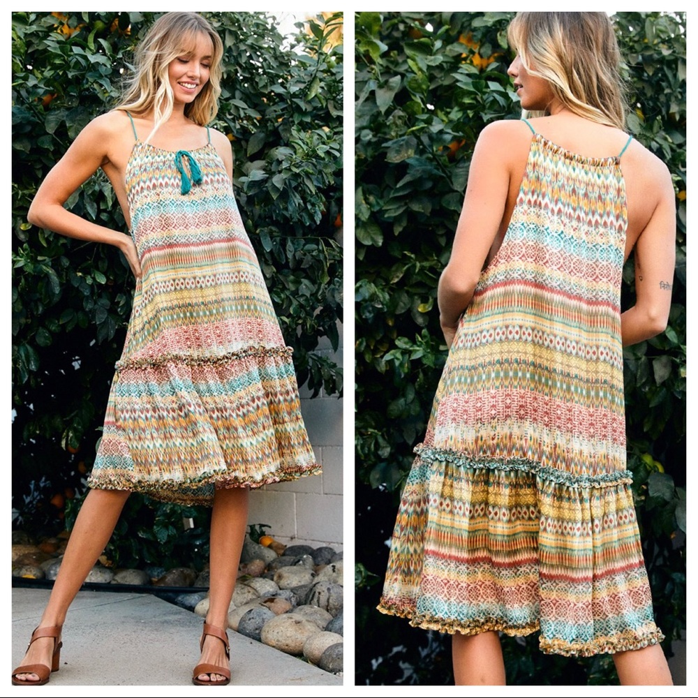 Aztec Print Tassel Tie-front dress - Picture 5 of 5